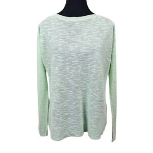 Eileen Fisher Womens Size Petite Medium Green  Organic Linen Long Sleeve Top